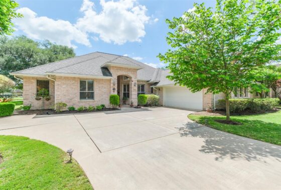 A large driveway with a tree in the middle of it.